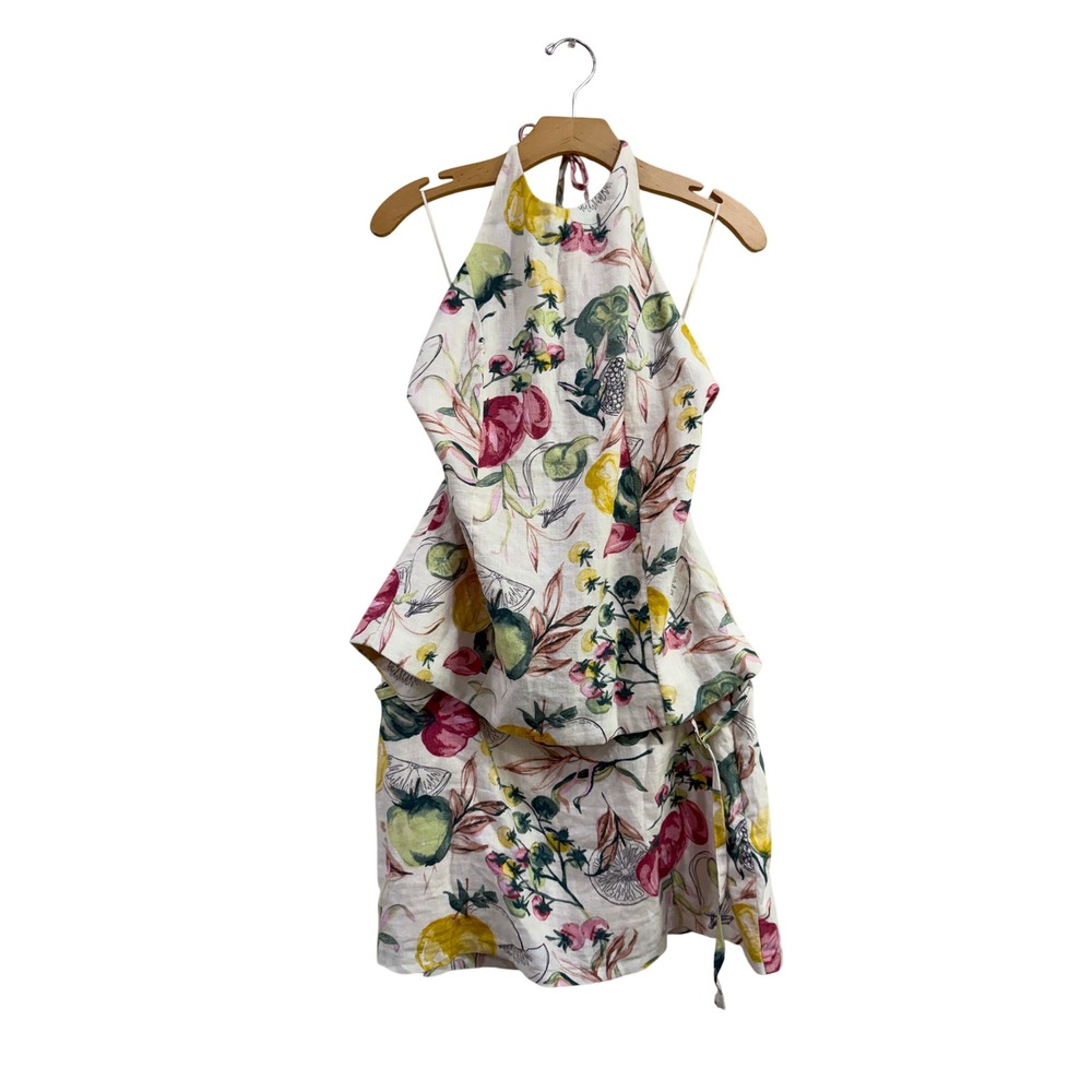 Abercrombie & Fitch Linen Halter Peplum Top and Skort Set Vegetable Print L